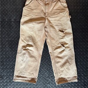 Carhartt Distressed Tan carpenter Pants